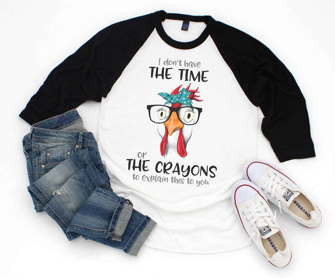 T-Shirt Black Raglan Crayons Explanation